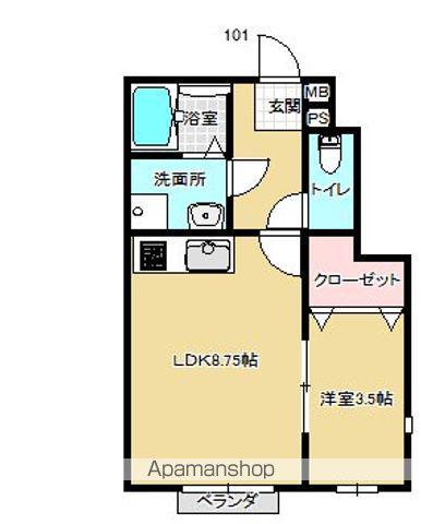 ローズガーデンC(1LDK/1階)の間取り写真
