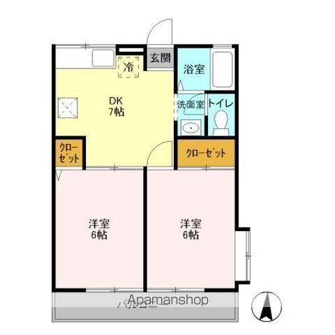 シティハイムソシア(2DK/1階)の間取り写真