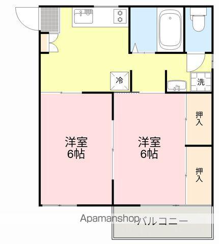 ロイヤルグリーンヒルズ(2DK/2階)の間取り写真