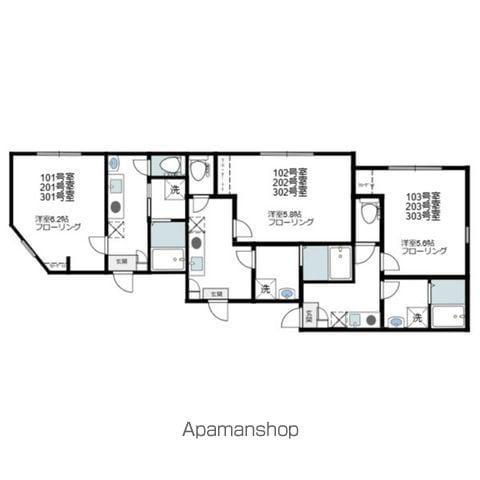 ルミエス鶴見(1K/2階)の間取り写真