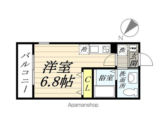 ハーミットクラブハウスプティバッセⅡ(ワンルーム/2階)の間取り写真