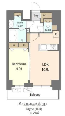 S-RESIDENCE新宿早稲田AVELIS(1LDK/2階)の間取り写真