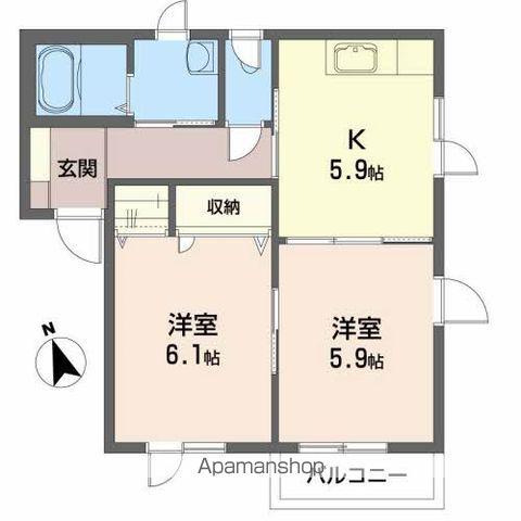 ライラックS(2DK/2階)の間取り写真