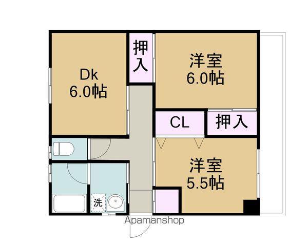 コーポ日浅・7(2DK/2階)の間取り写真