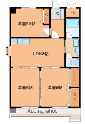 ラパスマンション諏訪野(3LDK/3階)の間取り写真