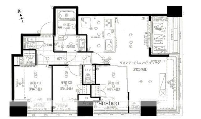 ローレルタワー ルネ浜松町(3LDK/8階)の間取り写真
