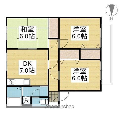 サンガーデン道後緑台B棟(3DK/1階)の間取り写真