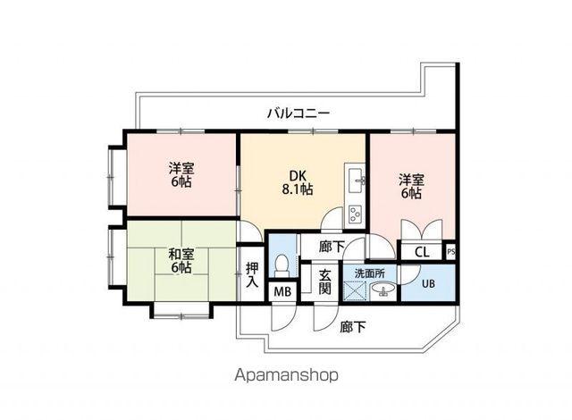 ヒルサイドクラタ(3DK/2階)の間取り写真