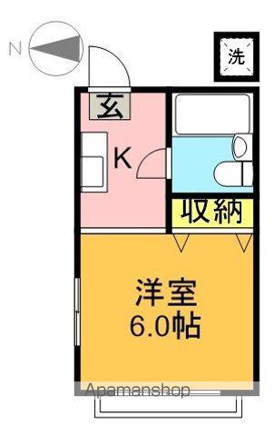 東急世田谷線 下高井戸駅 徒歩3分 2階建 築42年(1K/2階)の間取り写真