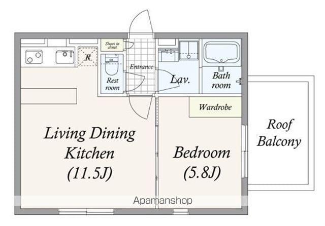 GRAN PASEO 池尻大橋(1LDK/4階)の間取り写真