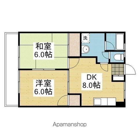 大聖ハイツ 中央棟(2DK/2階)の間取り写真