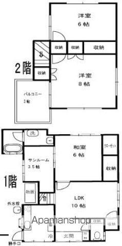 東京地下鉄方南支線 方南町駅 徒歩10分 2階建 築49年(3LDK)の間取り写真