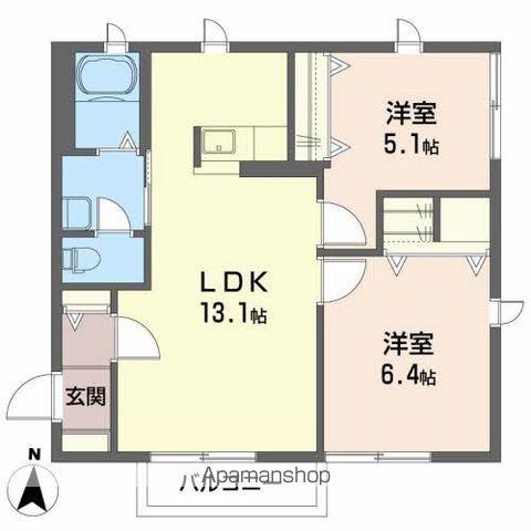 シャーメゾン方木田(2LDK/1階)の間取り写真