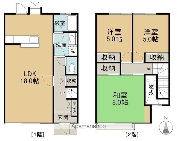 山陽本線 新井口駅 徒歩16分 2階建 築42年(3LDK)の間取り写真