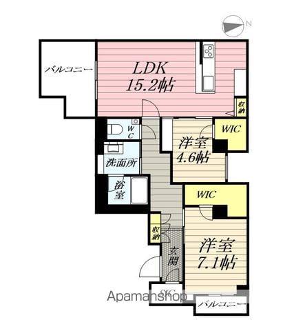 ゼフィールメゾンプレミア緑園(2LDK/2階)の間取り写真