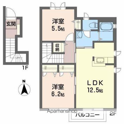 コートメリッサA(2LDK/2階)の間取り写真
