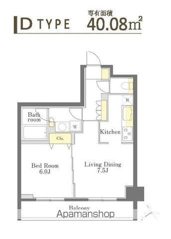 DIMUS勝どき(1LDK/2階)の間取り写真