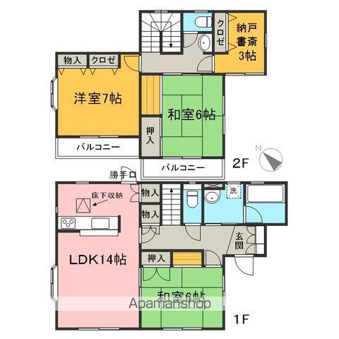 西武池袋・豊島線 仏子駅 バス乗車時間:5分 ぶしニュータウン南バス停で下車 徒歩1分 2階建 築25年(3SLDK)の間取り写真