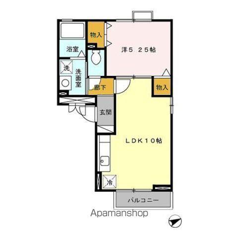 ヴォーン八代(1LDK/3階)の間取り写真