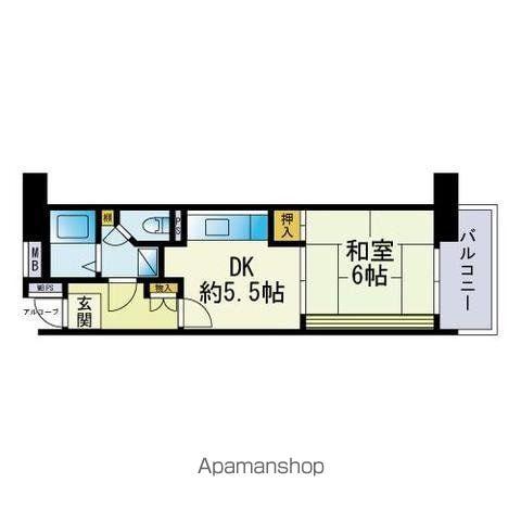 アーベイン大橋(1DK/5階)の間取り写真