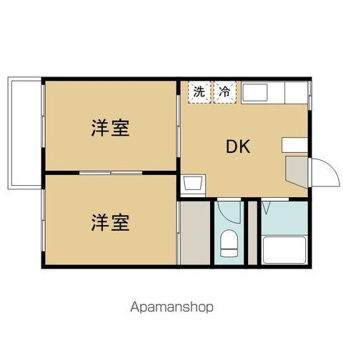 ファンテンハピネス(2DK/2階)の間取り写真