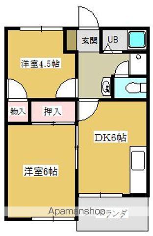 リバーサイド・ハイツ(2DK/2階)の間取り写真