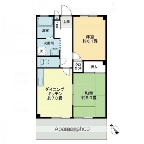 フォブール川津 D棟(2DK/1階)の間取り写真