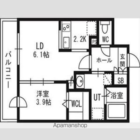 アルファスクエア北12西3(1LDK/5階)の間取り写真