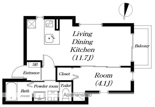 グリーンティエラ三井寺(1LDK/2階)の間取り写真