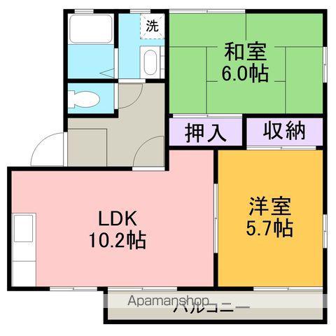 ジュネスIWAZUⅠ(2LDK/2階)の間取り写真