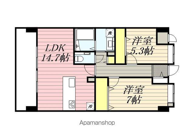プラトウズ仲原(2LDK/6階)の間取り写真