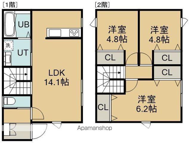 函館市電本線湯川線 湯の川駅 徒歩19分 2階建 築9年(3LDK)の間取り写真