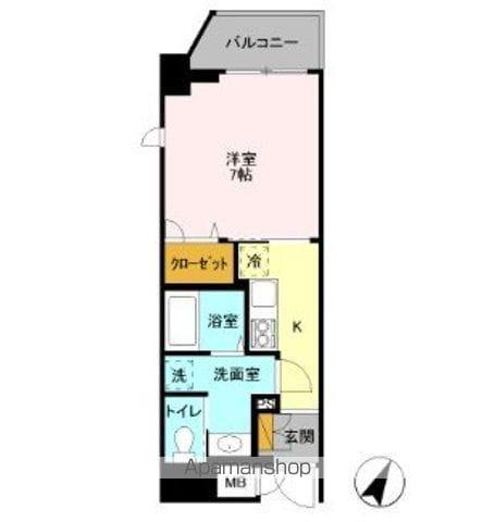 1/6TH ワンシックス(1K/4階)の間取り写真