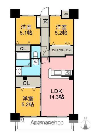 アルファスマート南国Ⅲ(3LDK/6階)の間取り写真