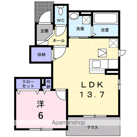 ロイヤル・コート(1LDK/1階)の間取り写真