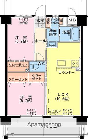延岡・北小路YMマンション(2LDK/4階)の間取り写真