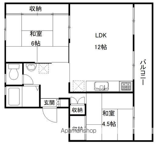高津団地5街区10棟(2LDK/5階)の間取り写真