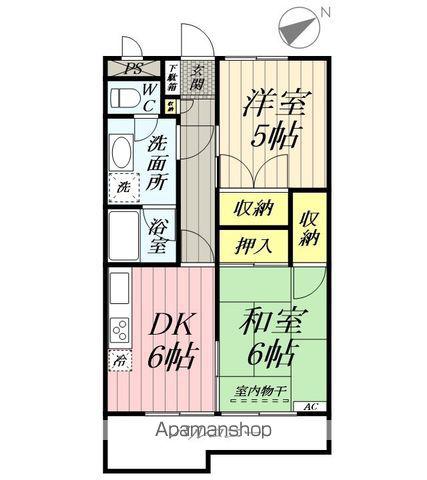 オークラマンション(2DK/1階)の間取り写真