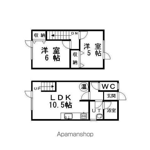 中央マンション(2LDK/1階)の間取り写真
