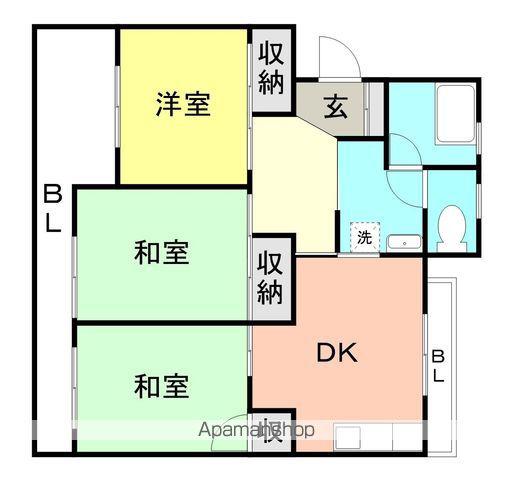 ハイツ松江(3DK/2階)の間取り写真