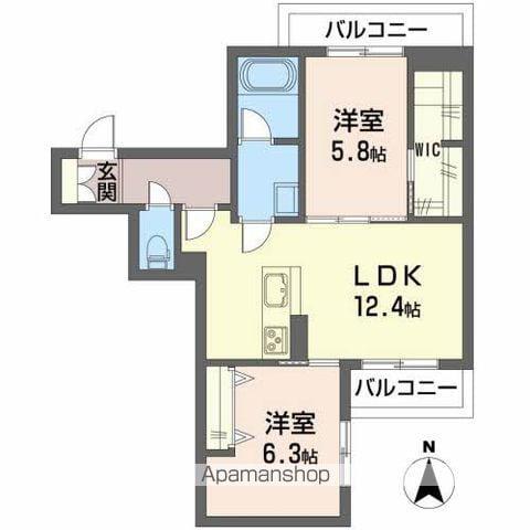 プレミアス長町(2LDK/3階)の間取り写真