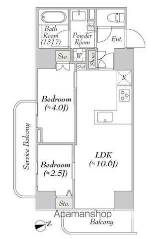 ルミーク浅草(2LDK/11階)の間取り写真