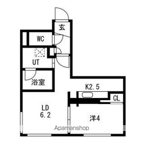 LA FELICE北17条(1LDK/1階)の間取り写真