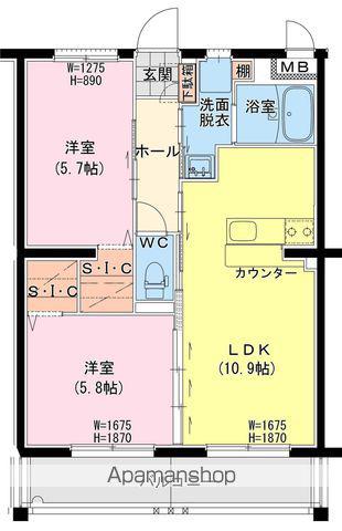 日向・鶴町3丁目47マンション(2LDK/4階)の間取り写真