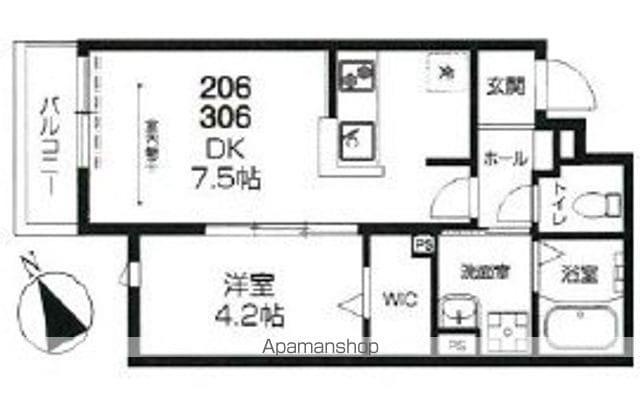 ラシーネ赤塚(1DK/3階)の間取り写真