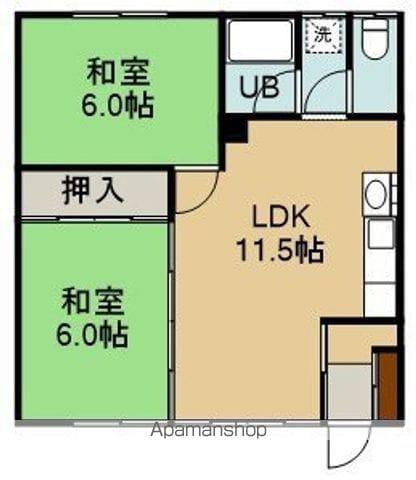 ゆうき荘(2LDK/2階)の間取り写真