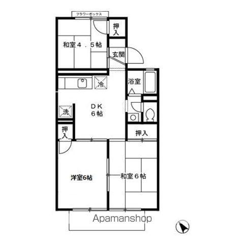 冬築タウン・パートⅡ F棟(3DK/1階)の間取り写真