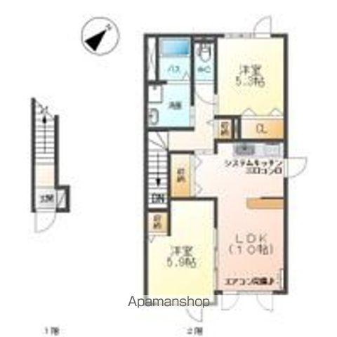 アンジュール(2LDK/2階)の間取り写真