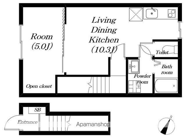 メゾンドアンジュ B棟(1LDK/2階)の間取り写真