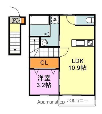 シャルム岡垣2(1LDK/2階)の間取り写真